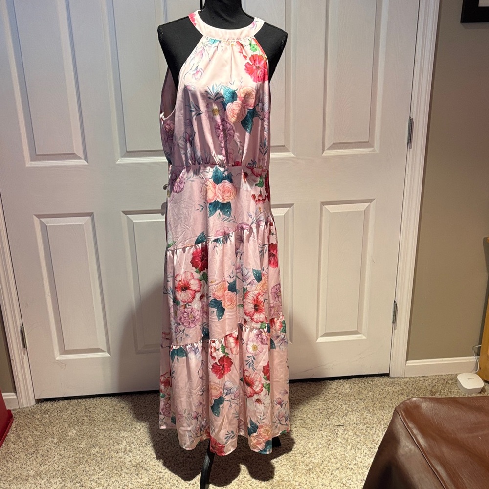 Cupshe Floral Maxi Dress - Pink and Green